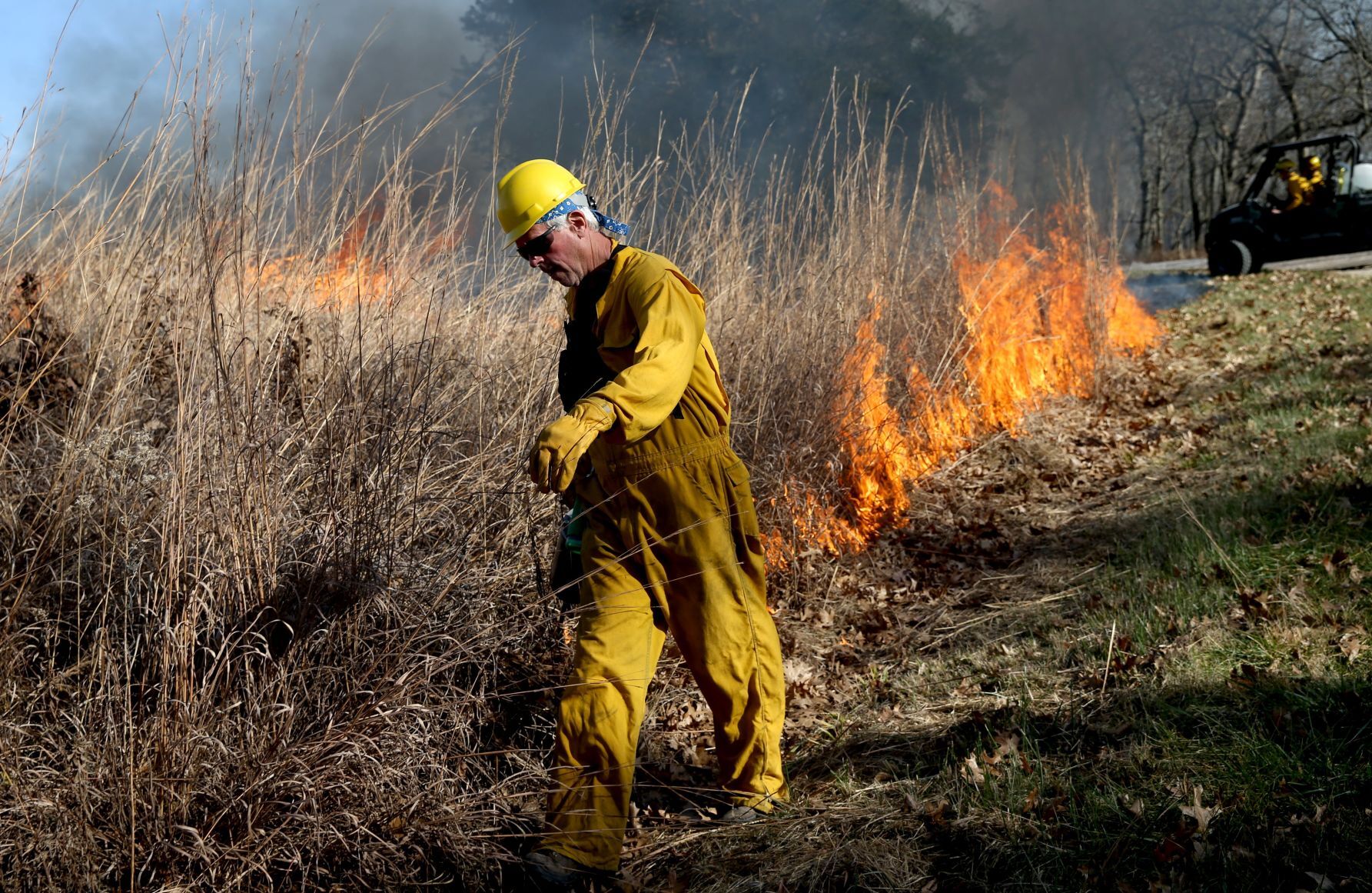 Citizens watch a prescribed burn at Shaw Nature Reserve